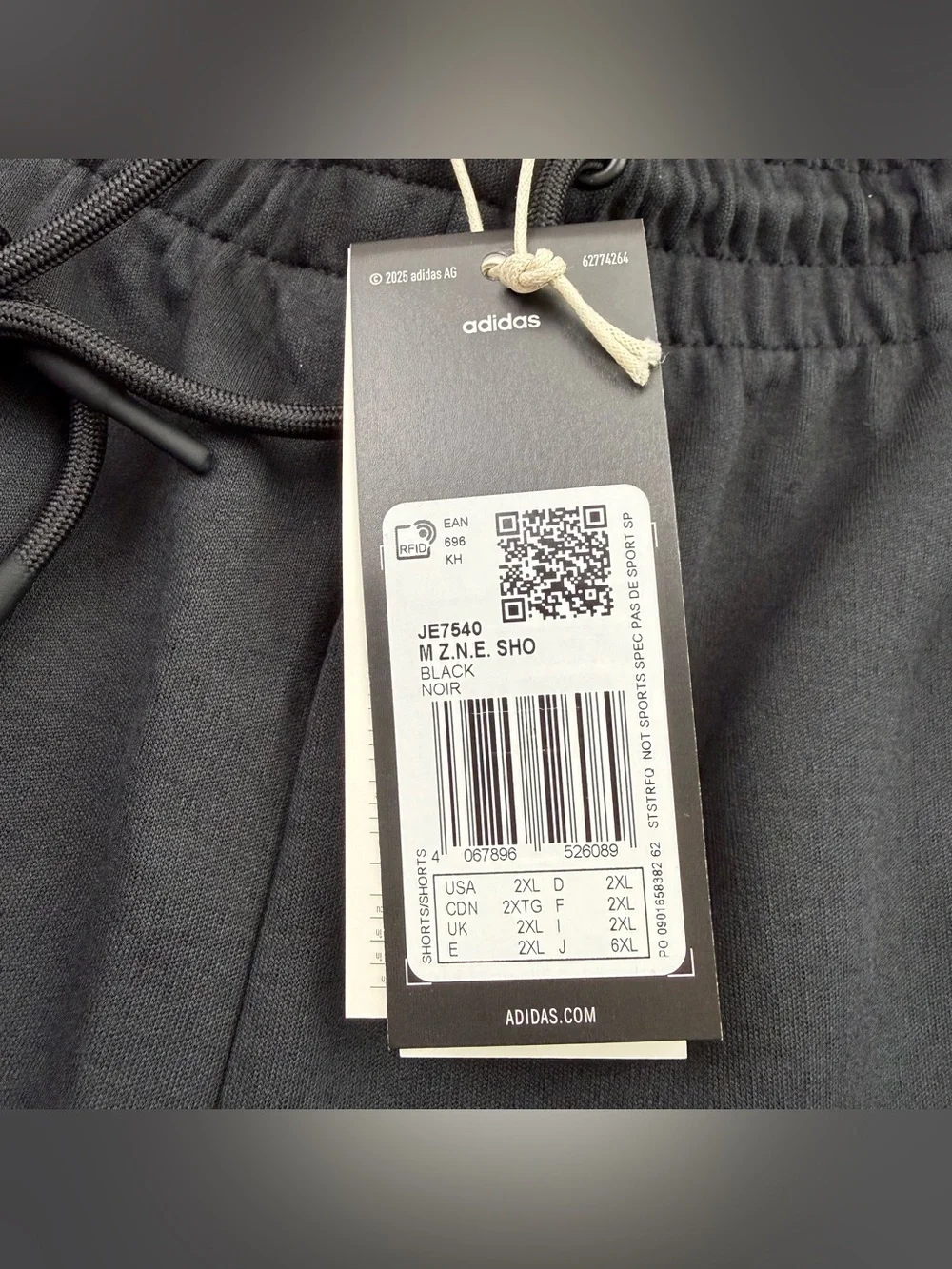 NEW adidas Z.N.E. Fleece Sweat Athletic 7” Inseam Men’s NWT Black Shorts sz. 2XL
